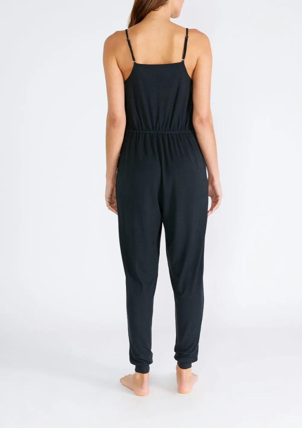 Drawstring Surplice Sleeveless Jumpsuit