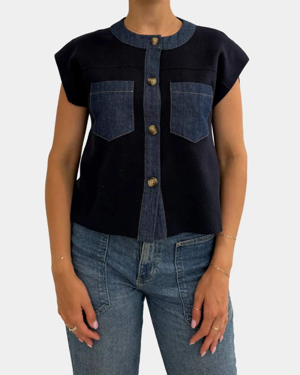 Contrast Knit Top