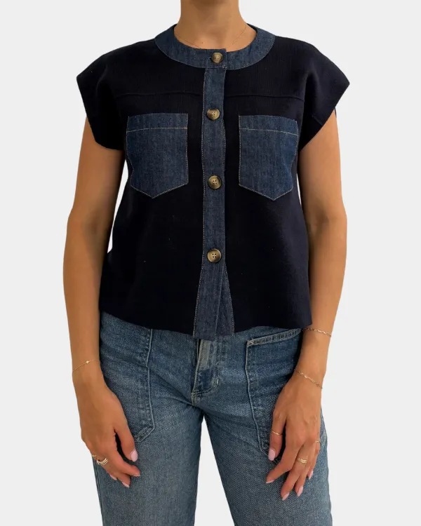 Contrast Knit Top