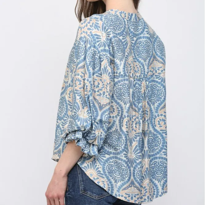 Damask Print Blouse