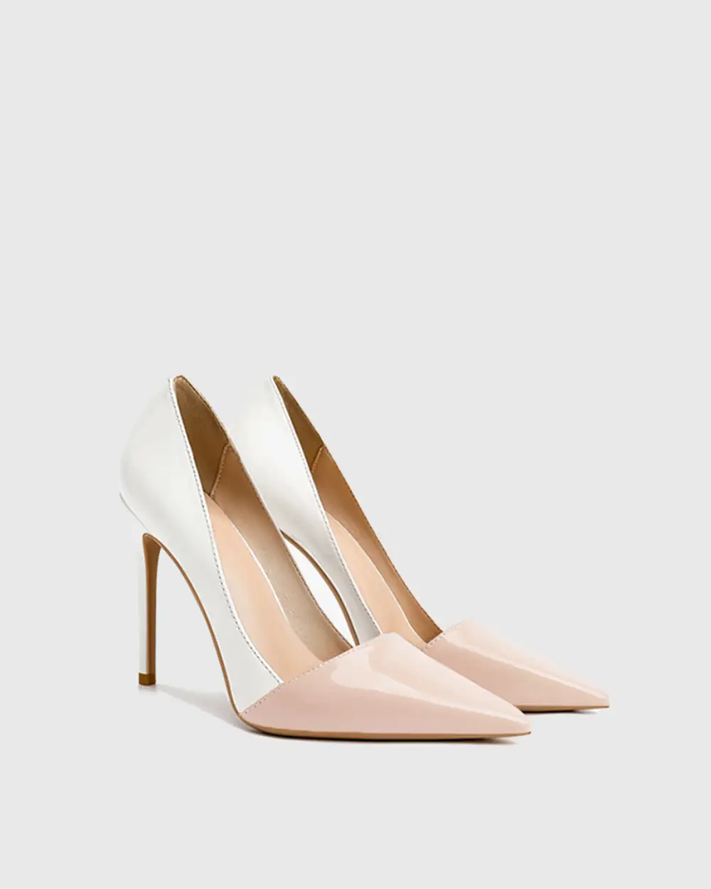 Splicing Leather Pumps in Beige