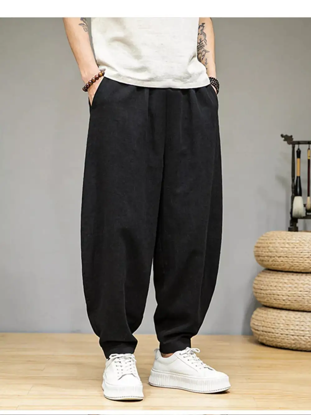 Men's Plus Size Loose Fit Pants with Pockets