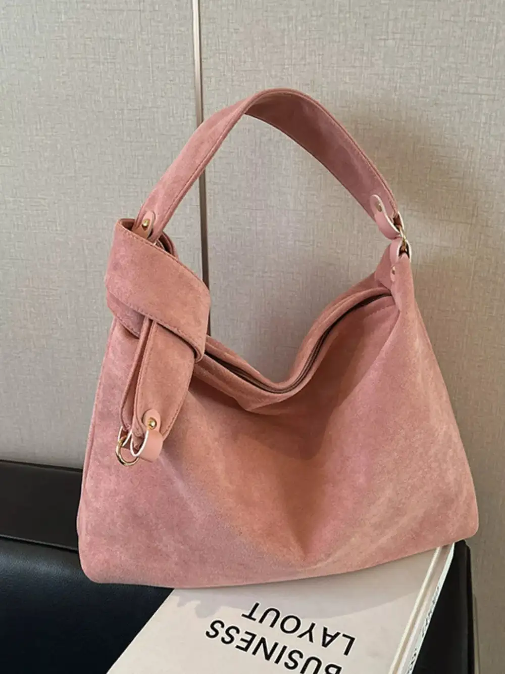 Suede Knot Shoulder Bag