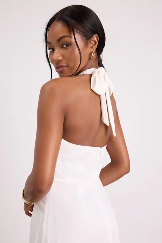 Always Eye-Catching Brown Tiered Halter Midi Dress