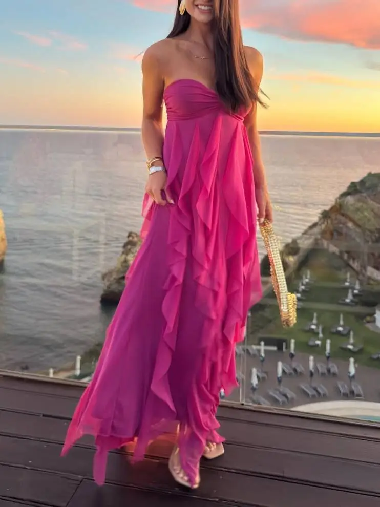 Tube Top Ruffle Maxi Dress