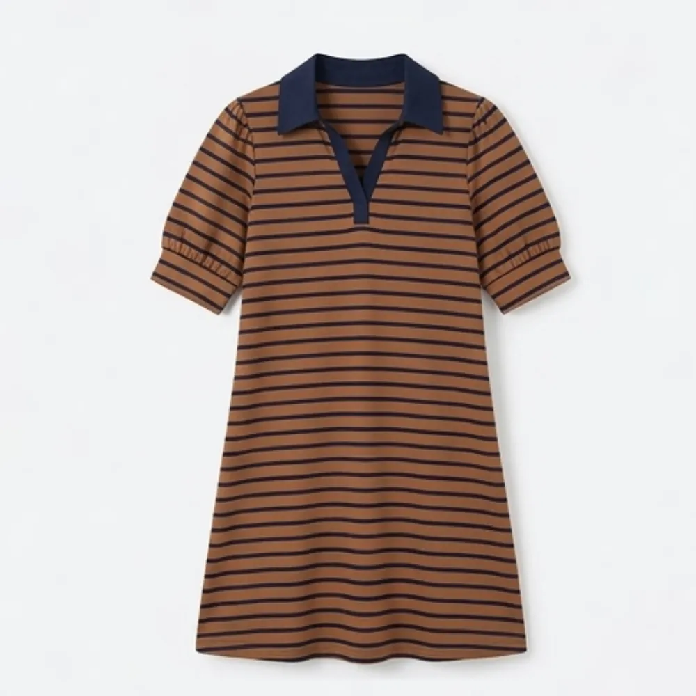 V Neck Striped Flattering Midi Dress
