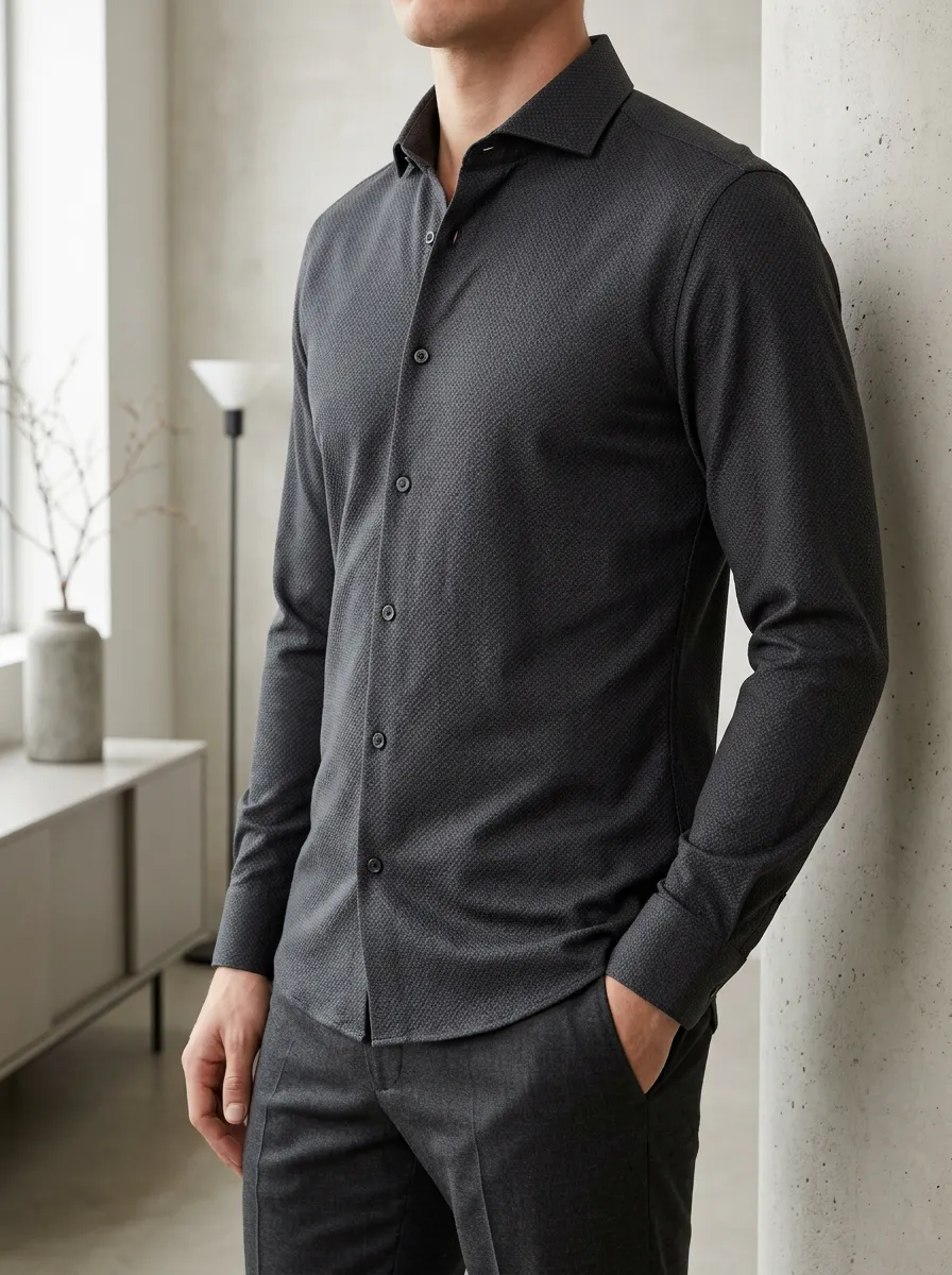 Men's Business Casual Geometric Pattern Printed Slim Fit Shirt