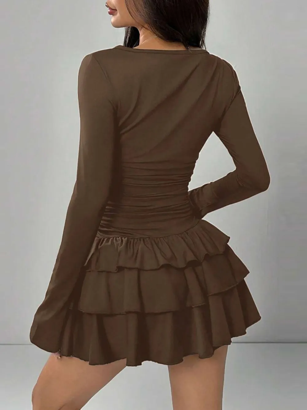 Ruffle Long Sleeve Mini Dress