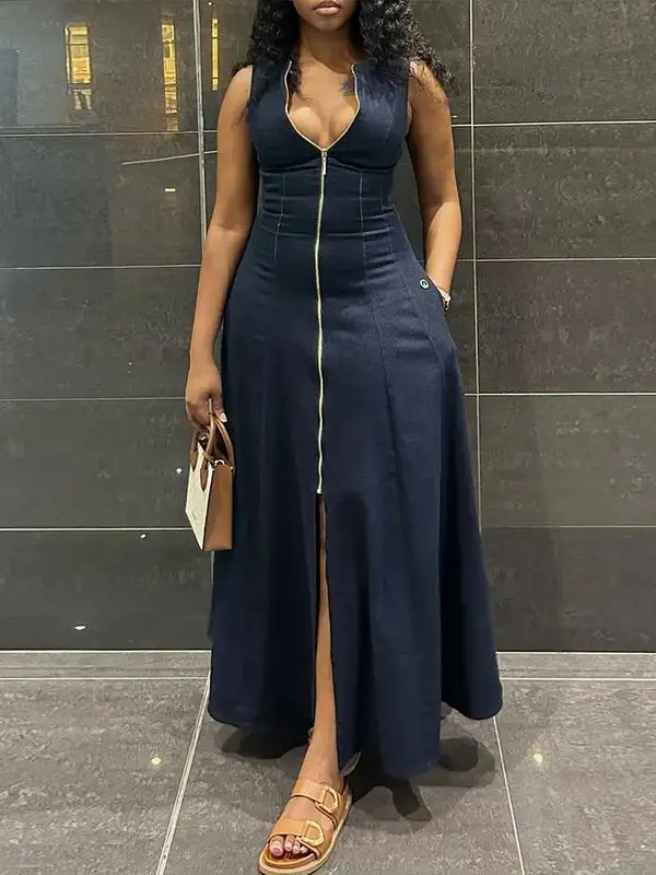 High Loose Neck Maxi Dress