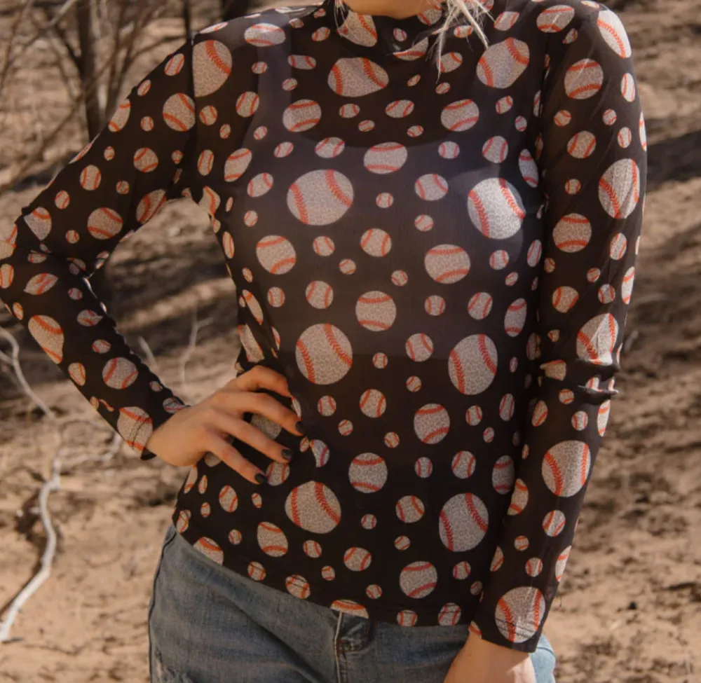 Animal Print Printed Baseball Mesh Top