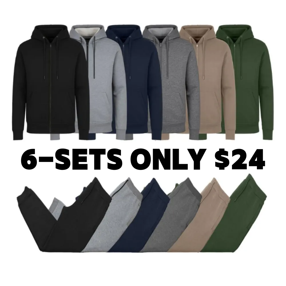 Men’s Multi Pack Fleece Zip Hoodie & Jogger Sets