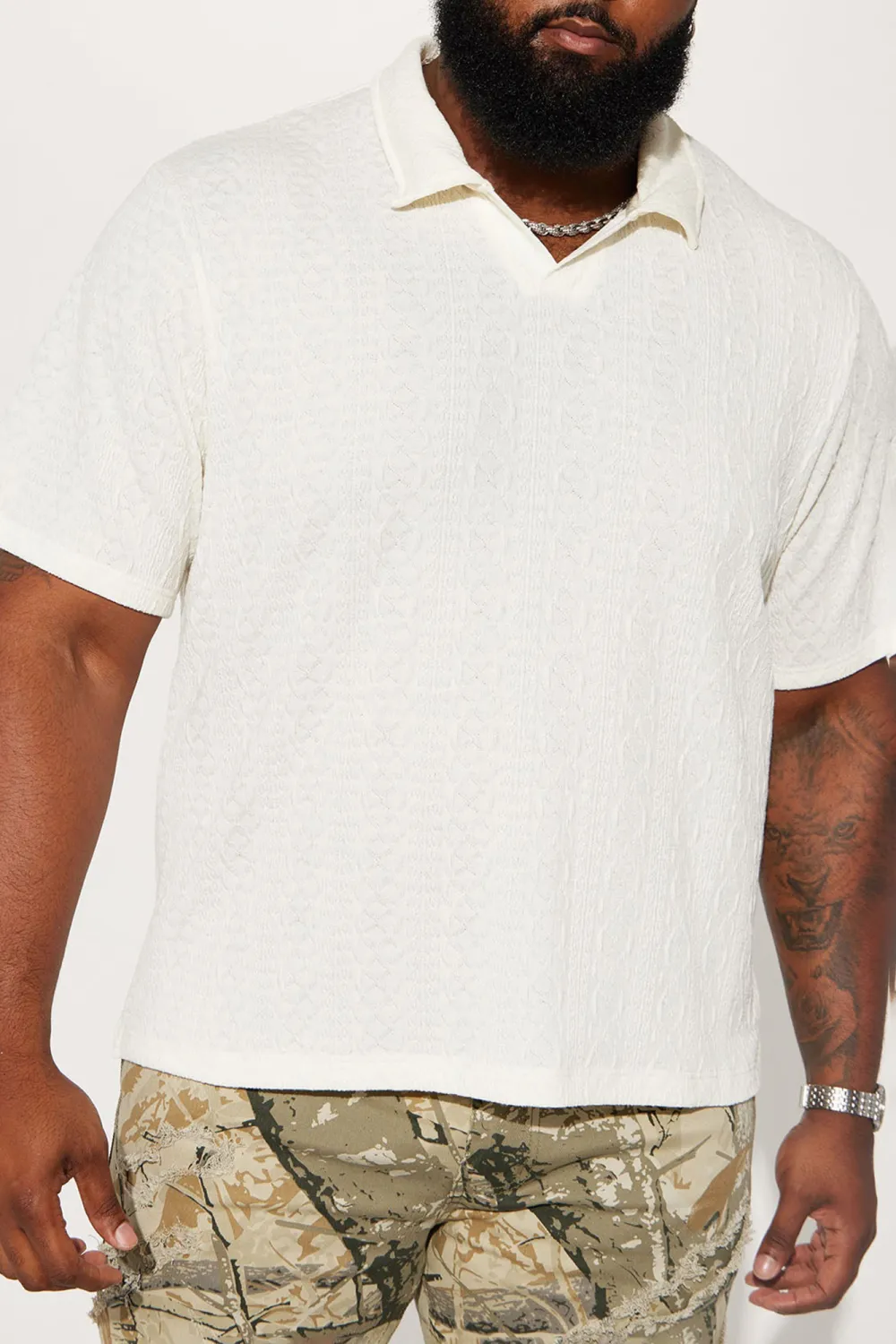 Fold Down Collar Short Sleeve Polo
