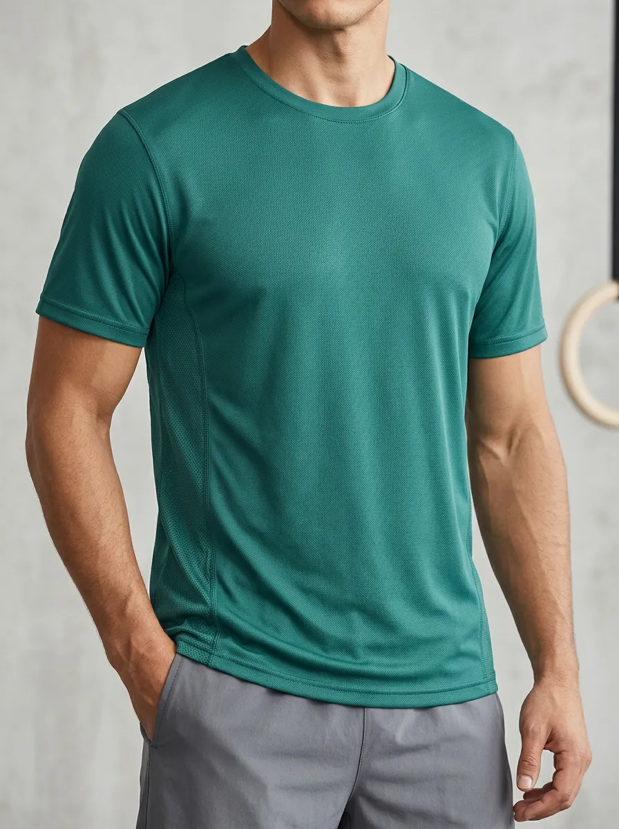 Men's Fitness Sports Mesh Printed T-Shirt