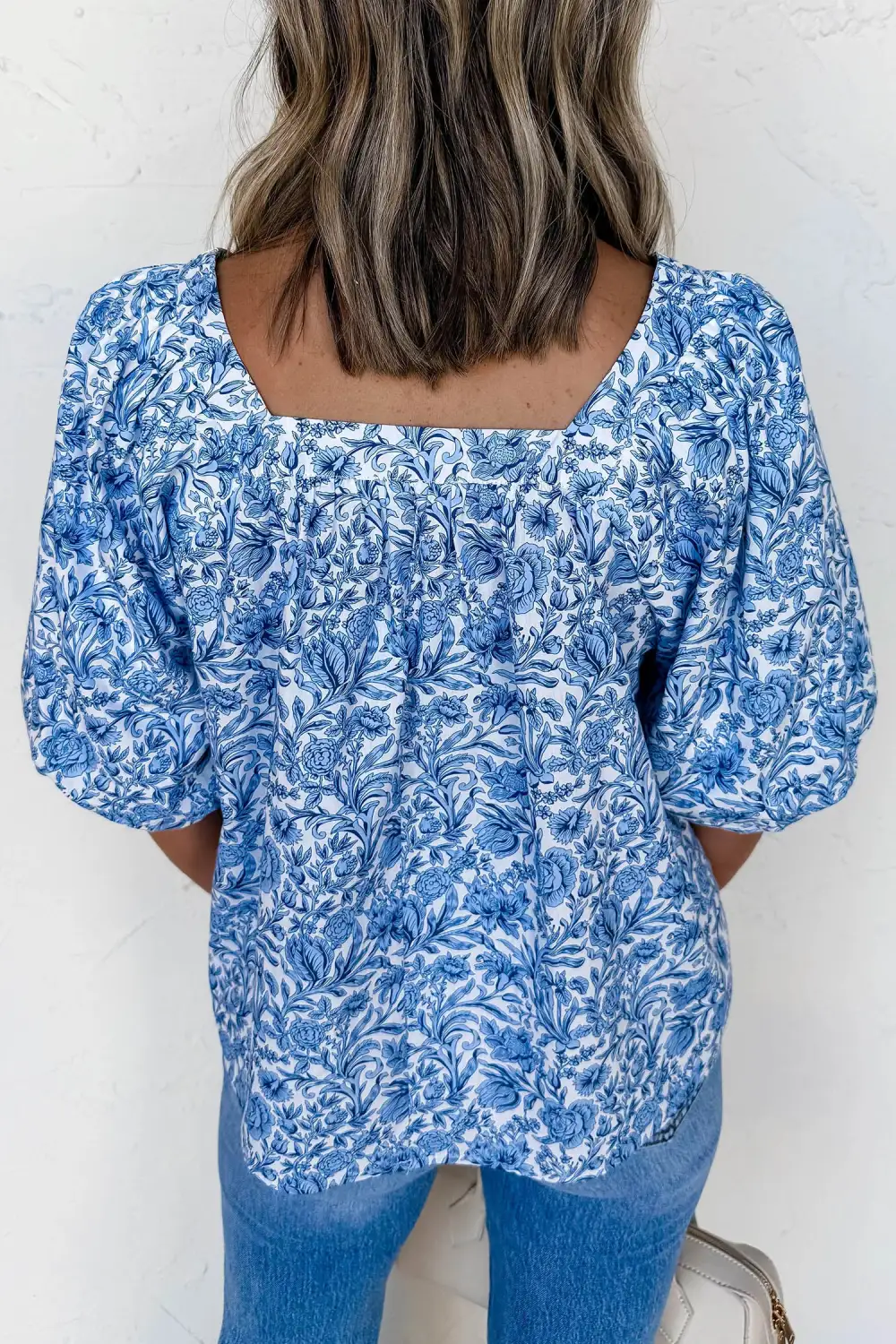 Floral Pleated Puff Sleeve Blouse