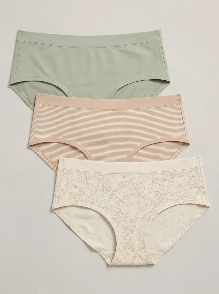 Striped Botanical Leaf-Pattern Brief Set