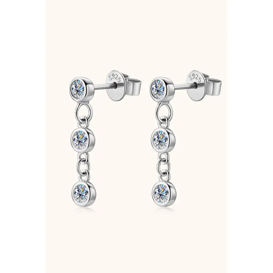 Modern Moissanite Sterling Silver Drop Earrings