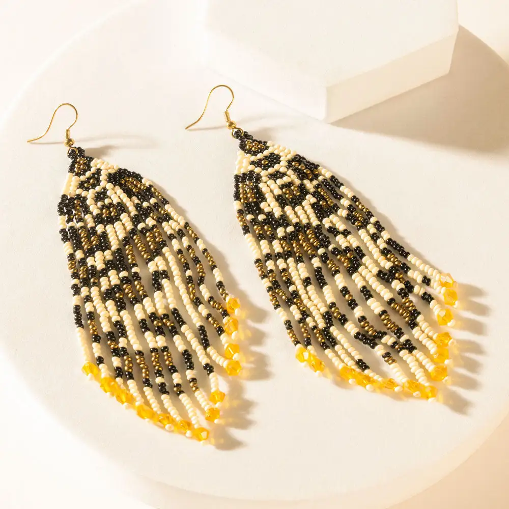 Framed Lively Artful Beaded Earrings