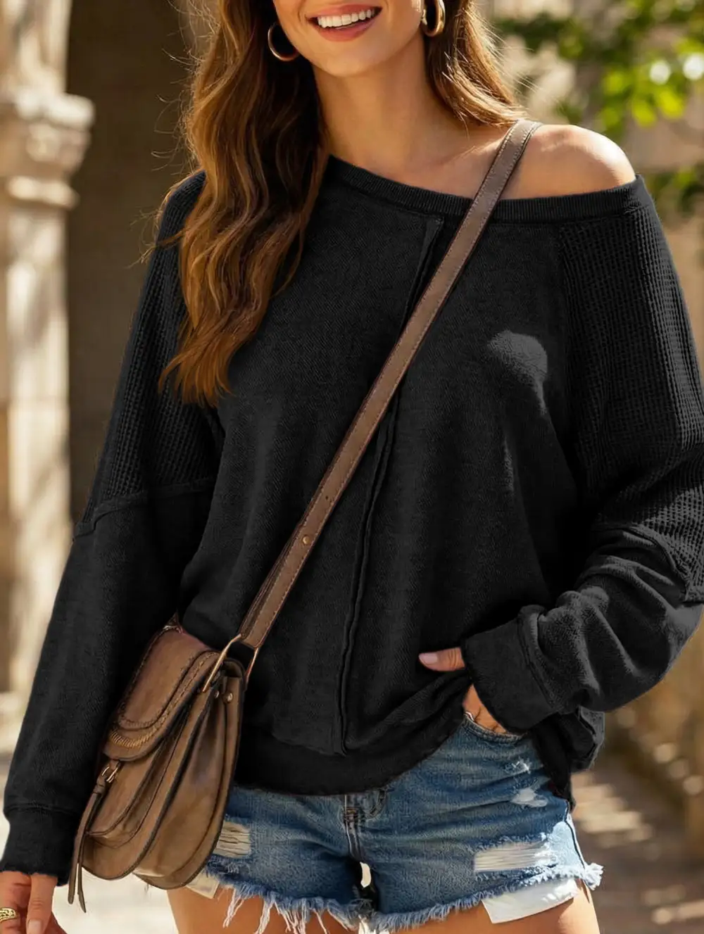 Soft Layer Patchwork Loose Sweatshirt