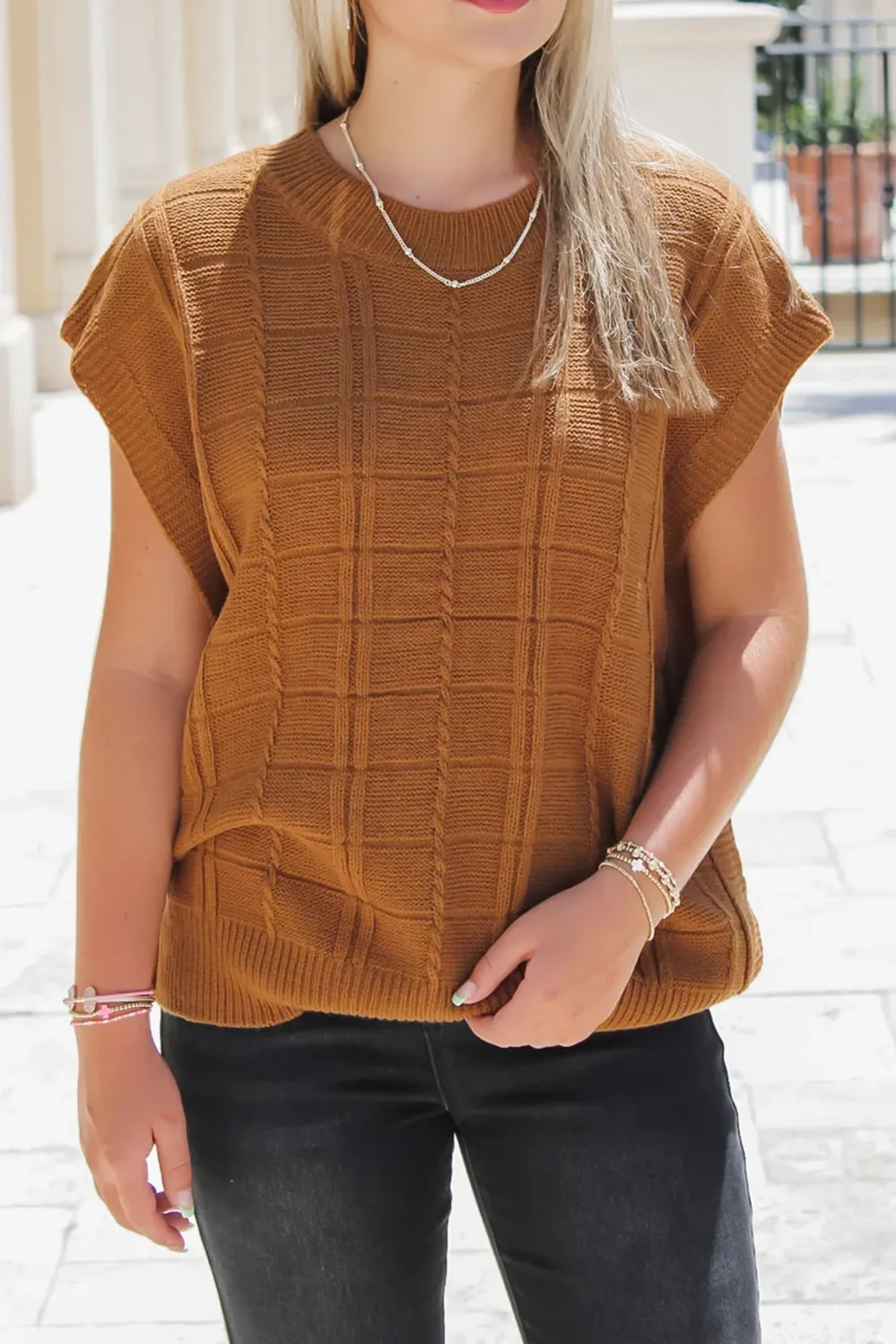 Brown Waffle Vest