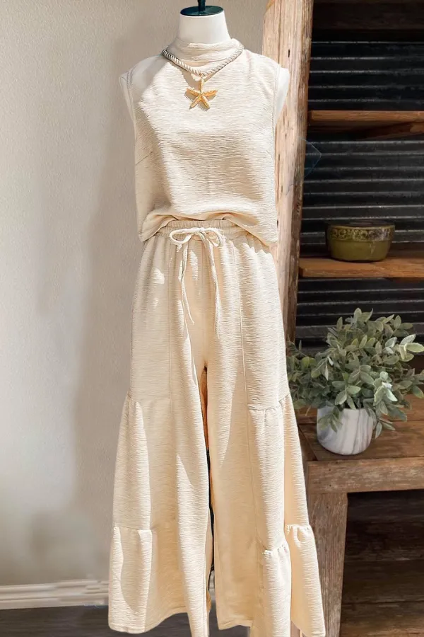 Textured Sleeveless Lounge Set