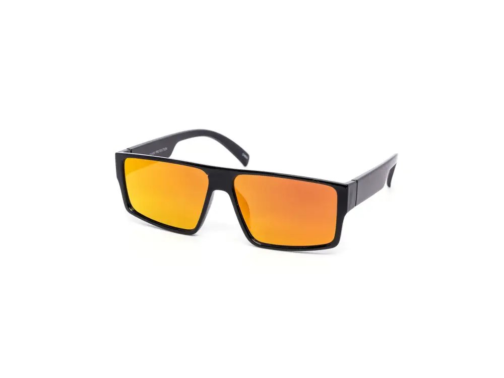 12-Pack All-Black Classy Wraparound Square Burnt Mirror Sunglasses