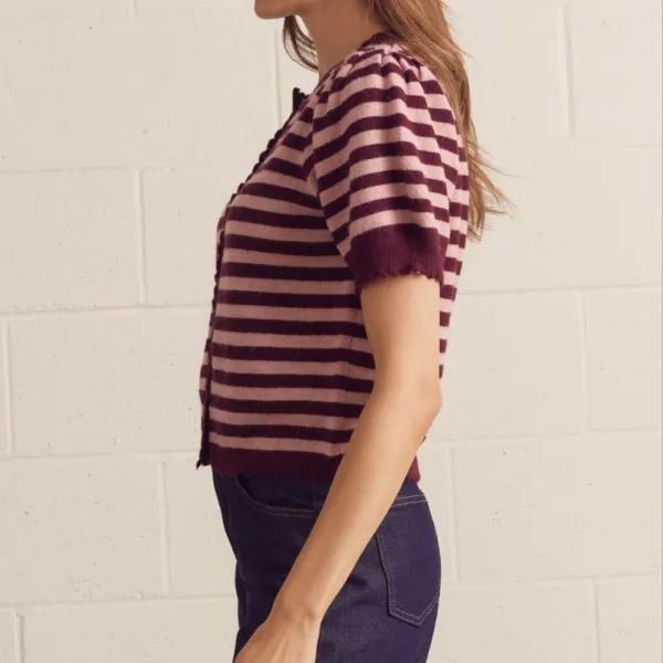 Scallop Striped Cardigan