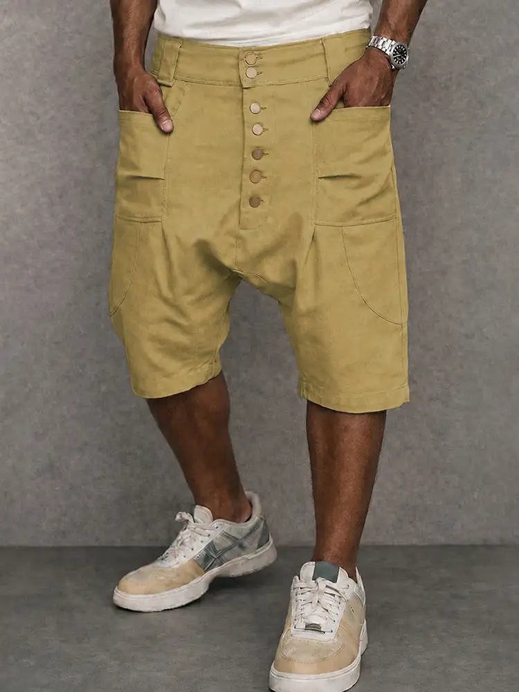 Men's Casual Cotton Drop Crotch Harem Shorts