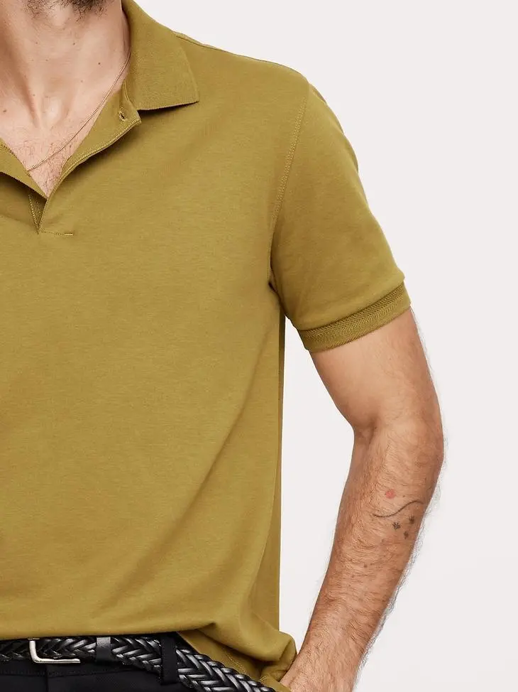 Men's Citrine Forest Green Meditation Soft Cotton Polo Shirt