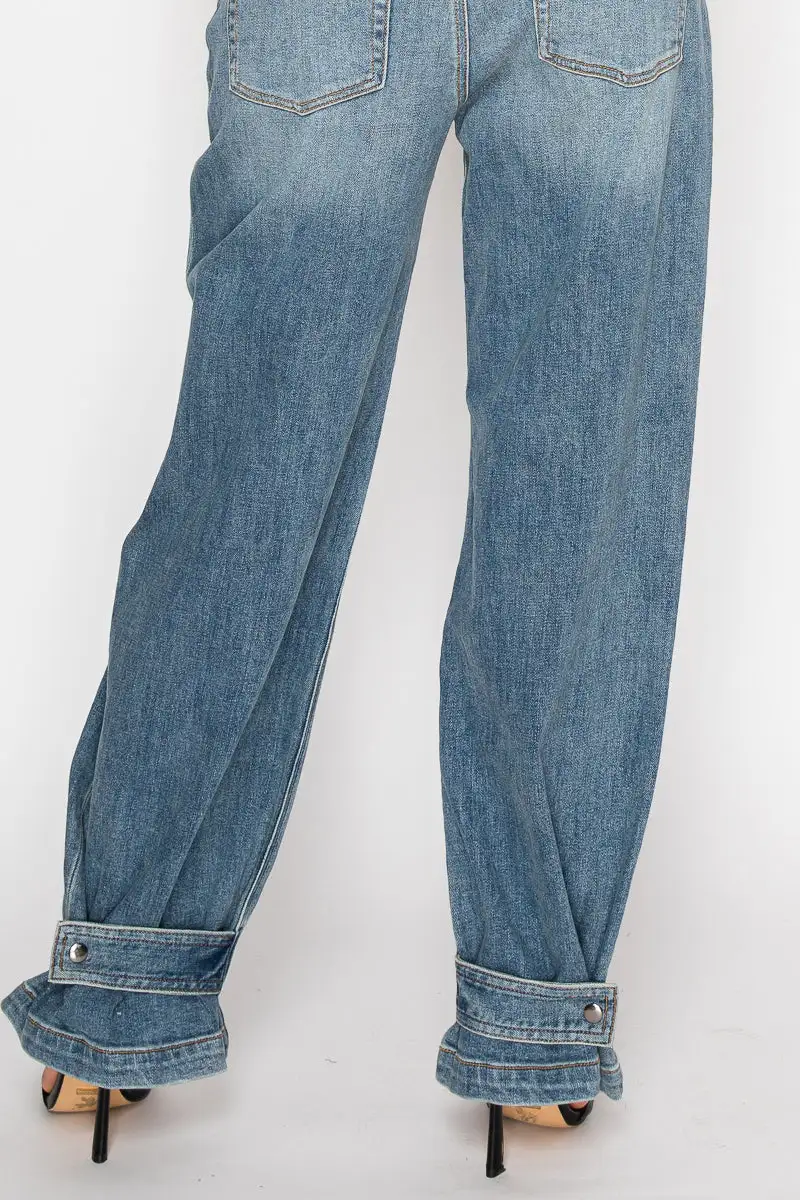 Wide Leg Stretch Denim Jeans