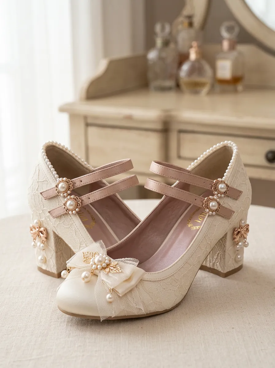 Lace Bow Women's Bavarian Occasion Heels