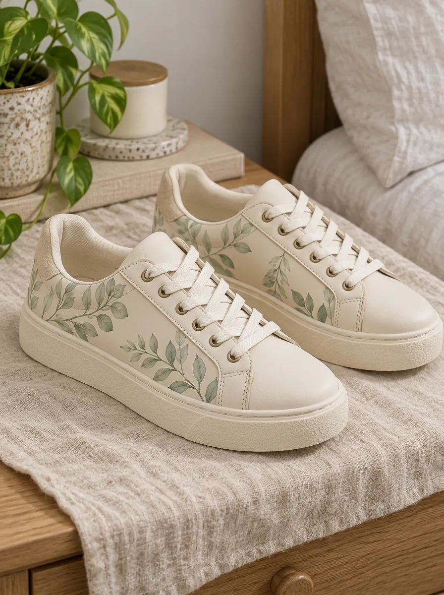Women's Easygoing Botanical Nature Lover Leaves Skate Shoes