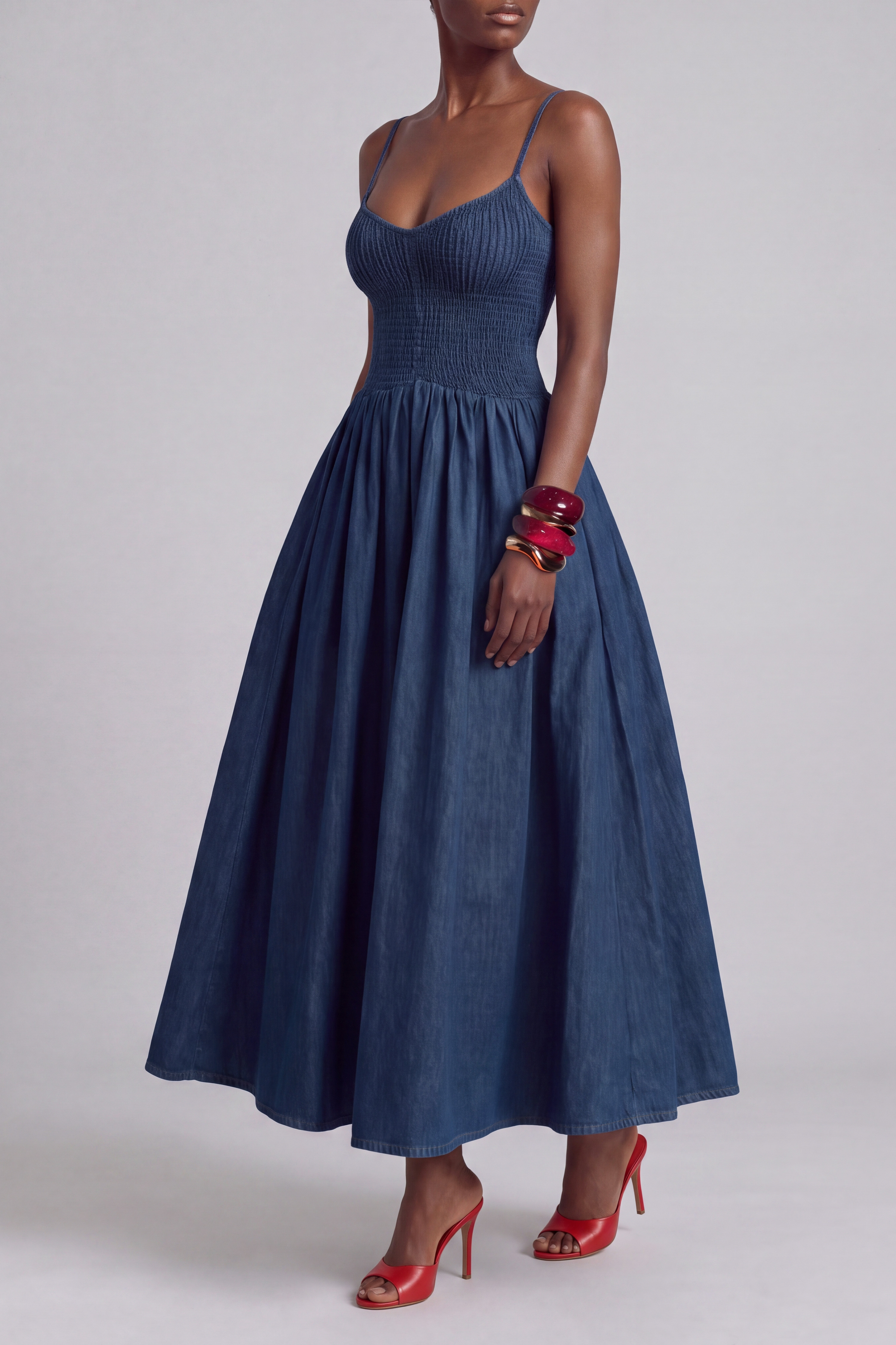 Spaghetti Strap Pleated Maxi Dress