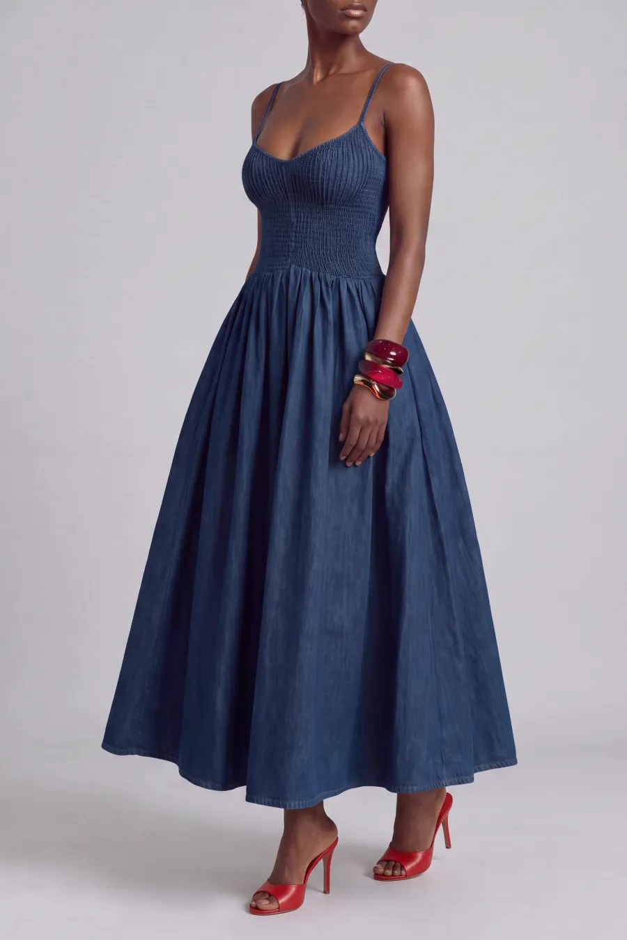 Spaghetti Strap Pleated Maxi Dress