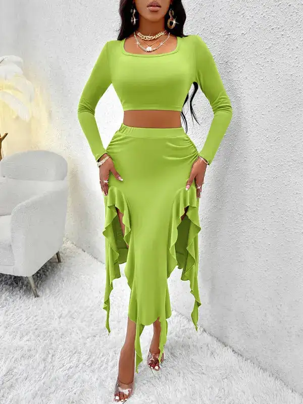 Round Neck Long Sleeve Coordinated Set