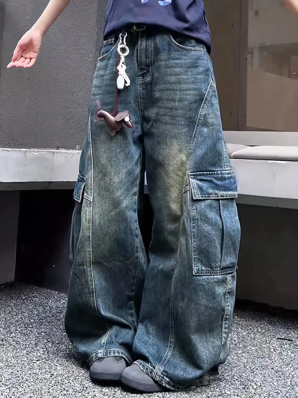 Balanced Wide Leg Denim Jeans