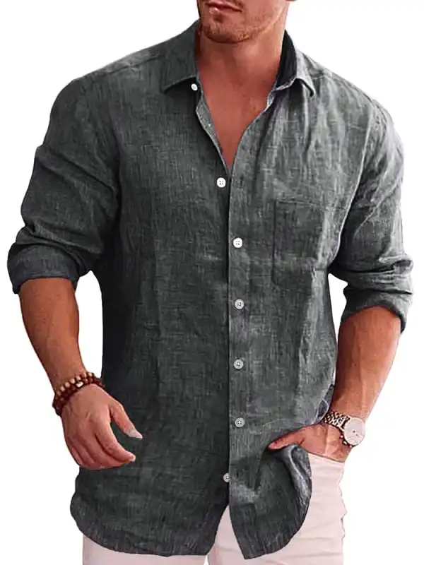 Classic Casual Button Down Cotton Linen Shirt
