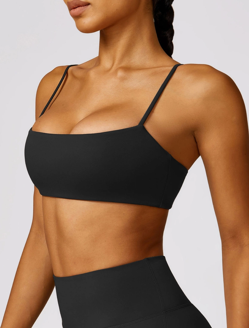 Square Neck Thin Strap Sports Bra