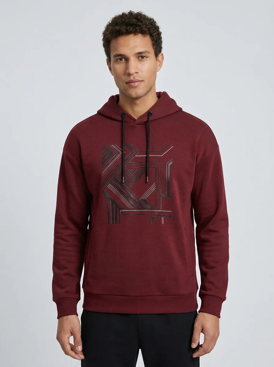 Men's Charcoal Graphic Print Hoodie and Jogger Set