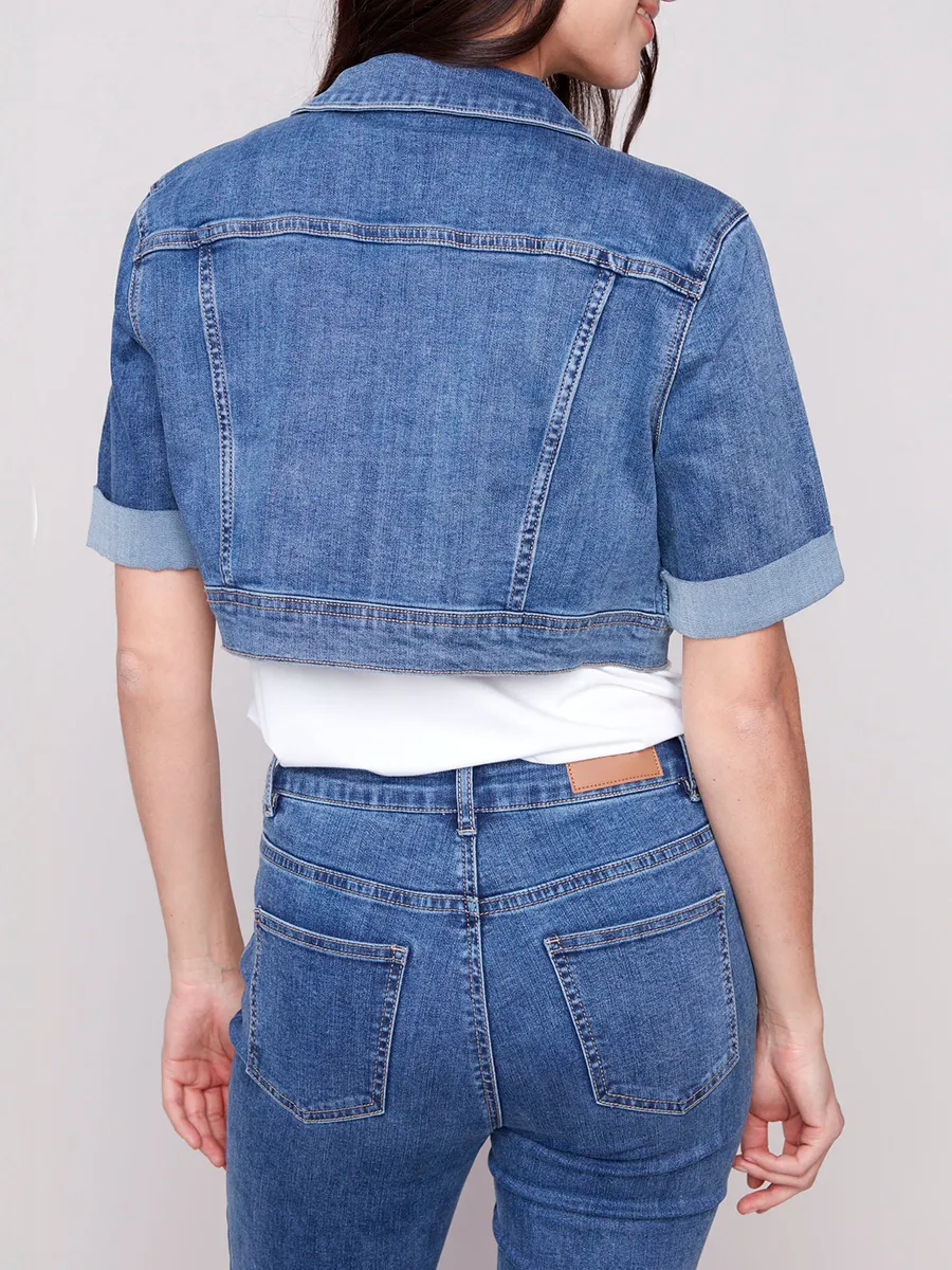 Creative Short Solid Color Basic Denim Jacket