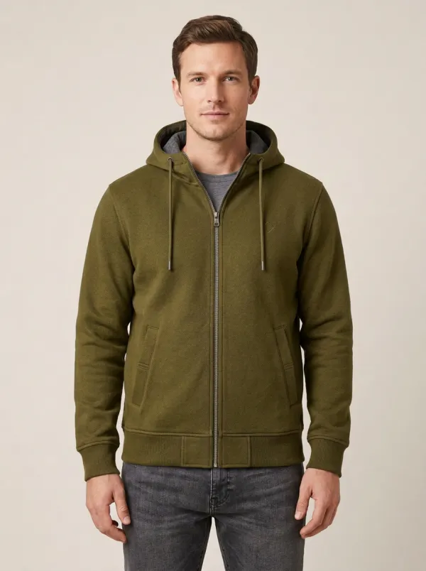 Relaxed Zip-Up Hooded Detail Men's Sport Jacket