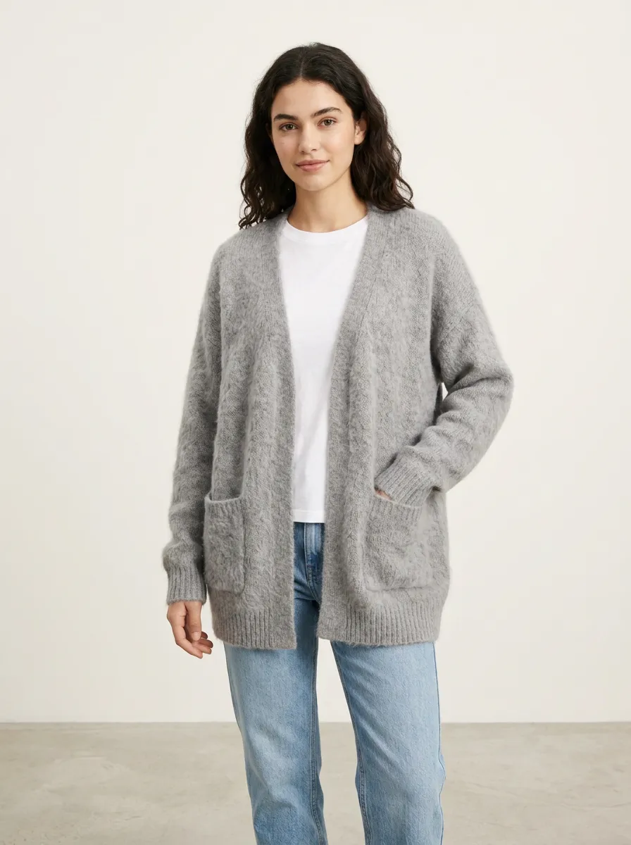 Women's Heather Open-Front Knit Cardigan