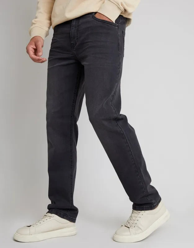 Gray Straight-Leg Jeans