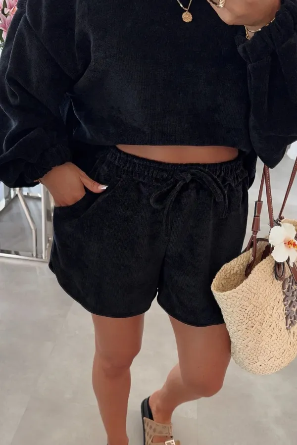 Solid Knit Relaxed Shorts Lounge Set Shape