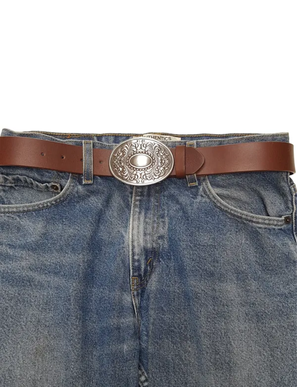 Floral Buckle Belt Leather