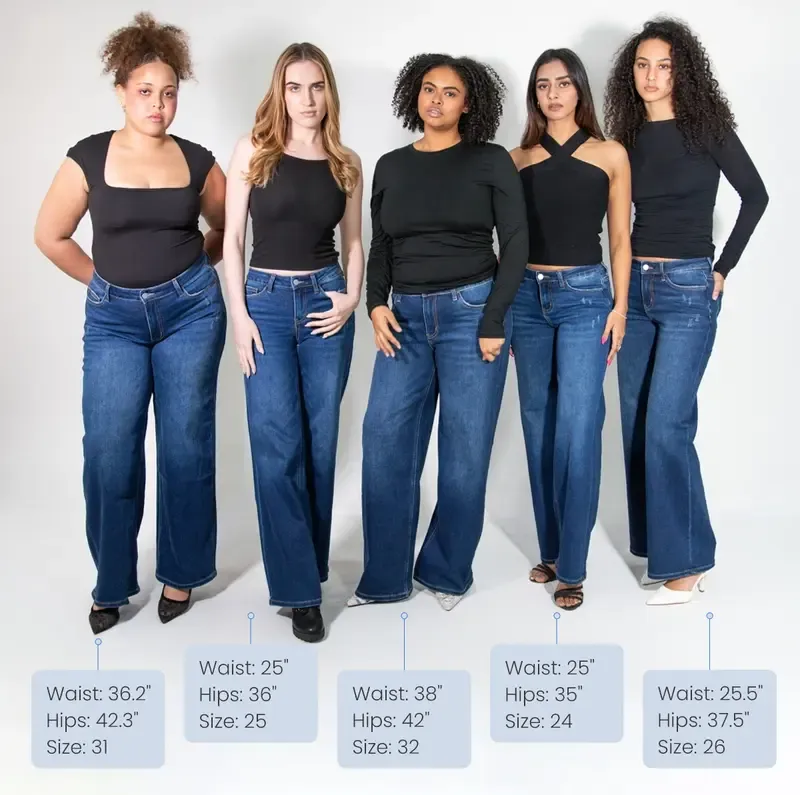 Women's Mid-Rise Baggy Jeans - Stretchy, Distressed, Comfortable Denim - Plus & Regular Sizes