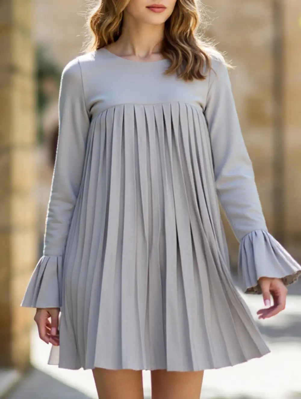 Relaxed Fit Pleated Dress