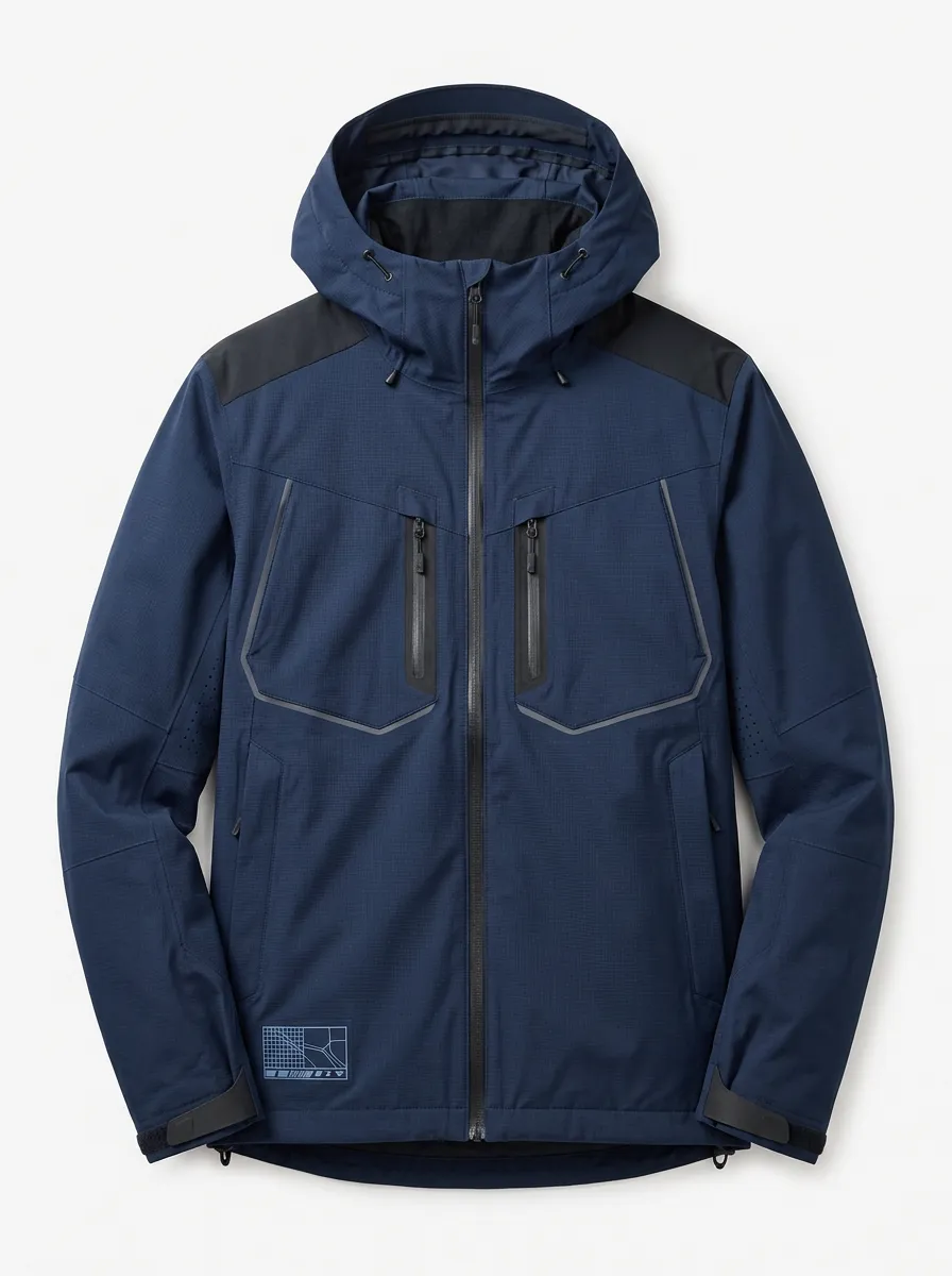 Men's Tactical Outdoor Map Print Waterproof Hooded Jacket