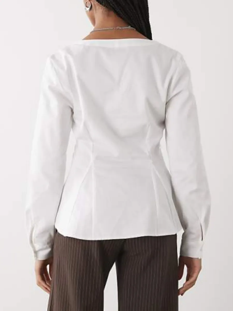 Elegant V-Neck Fitted Blouse