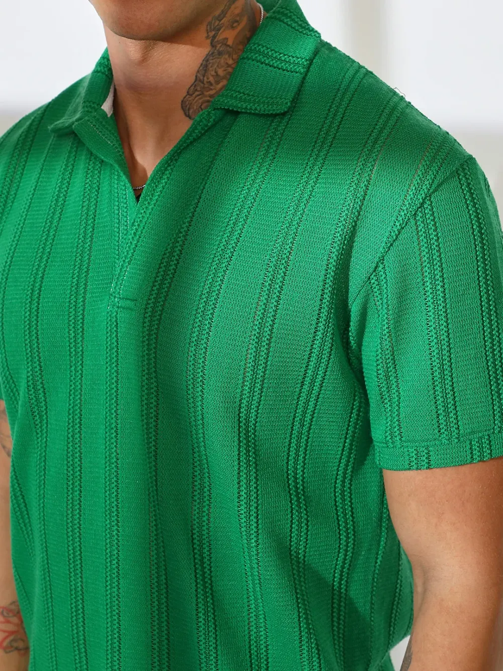 Stripe-Knit Green Co-Ord Set