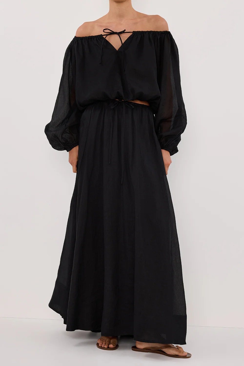 BLACK RAMIE MAXI SKIRT